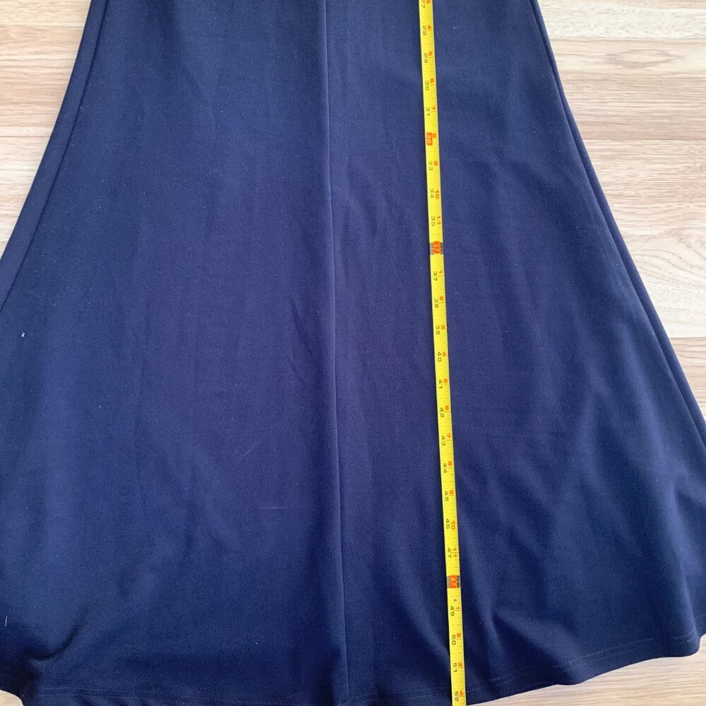 Dark Navy Blue Formal Off the Shoulder V Cut Long Maxi Dress - Picture 12 of 16